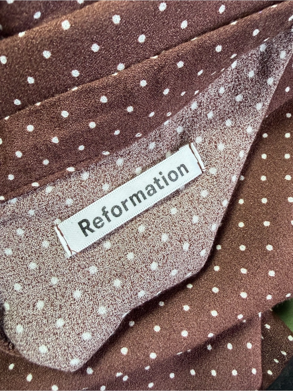 Reformation Bea Midi Skirt Brown and White Polka Dot - Picture 8 of 11
